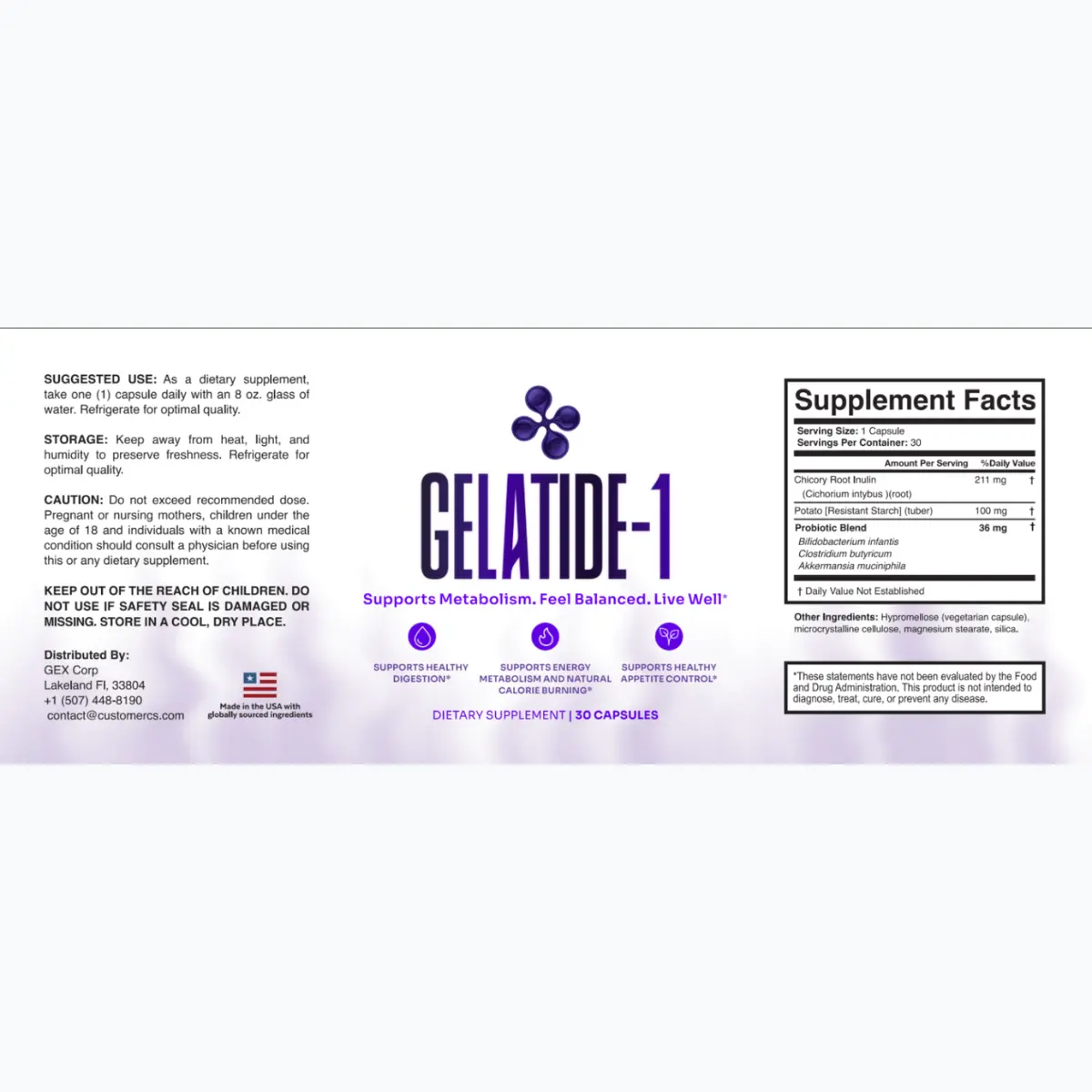 Gelatide Supplement Facts