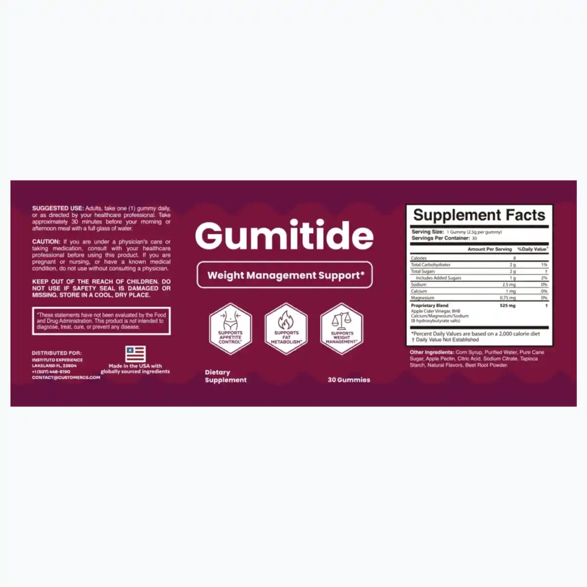 Gumitide supplement facts
