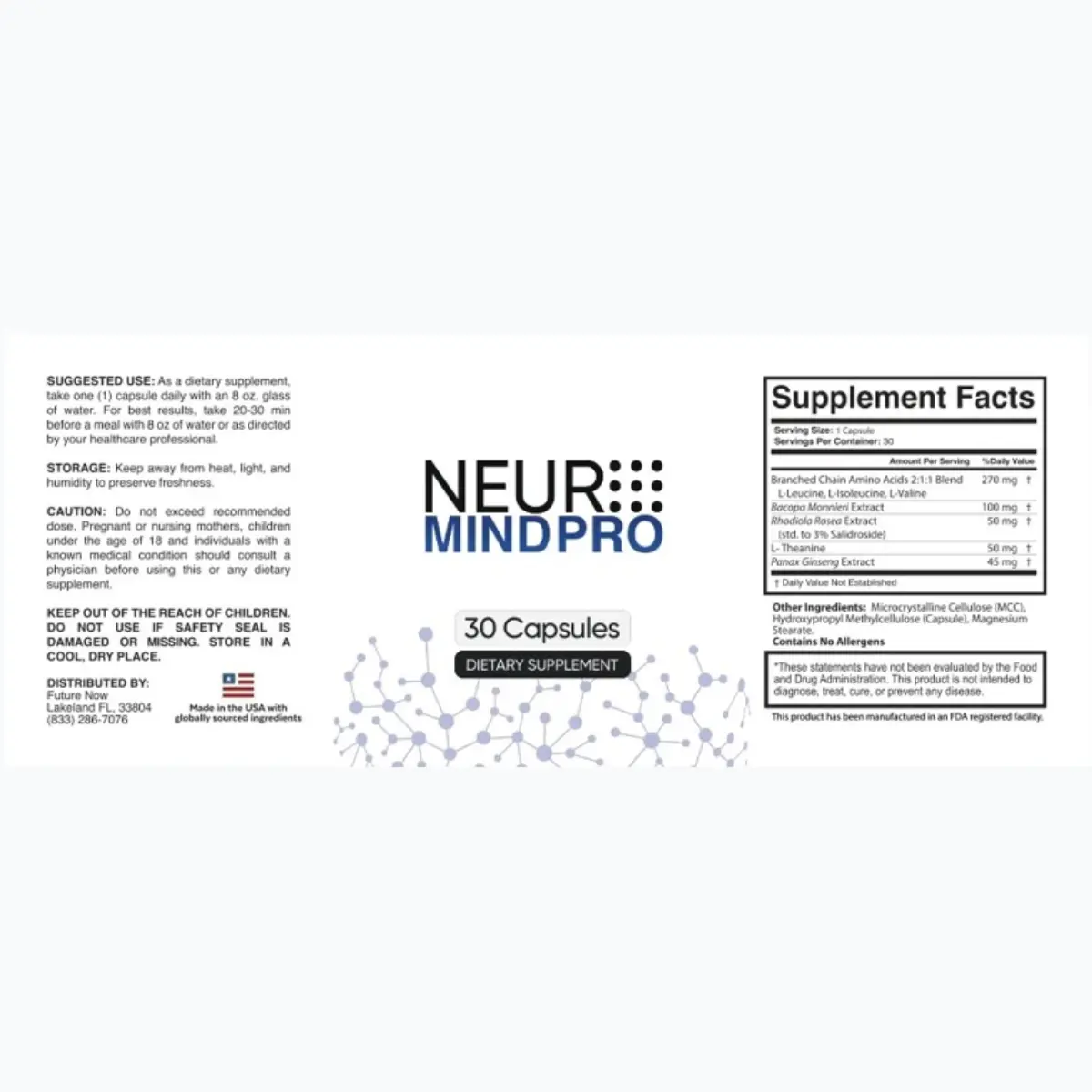 Neuro Mind Pro Supplement Facts