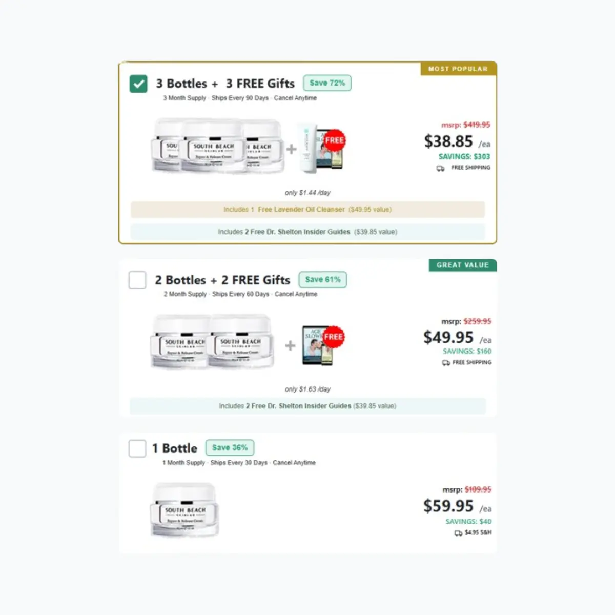 South Beach Skin Lab Repair & Release Cream Price